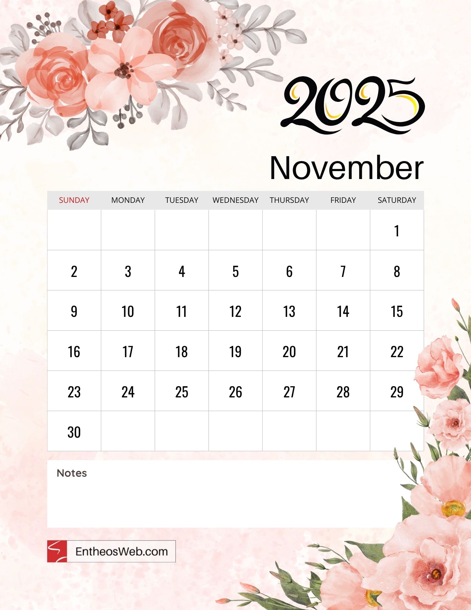 November 2025 Calendar Printables EntheosWeb