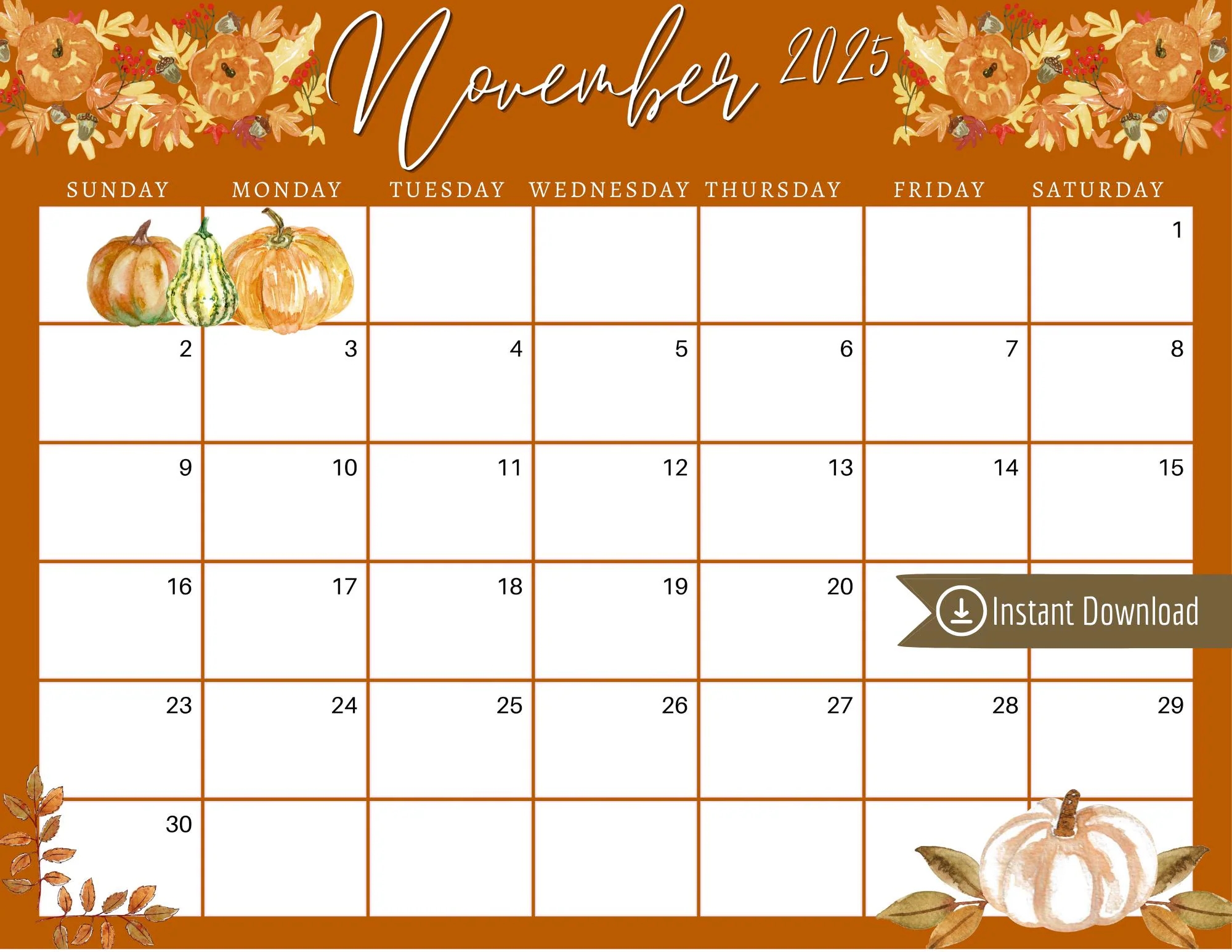 Blank November Calendar Template 2025
