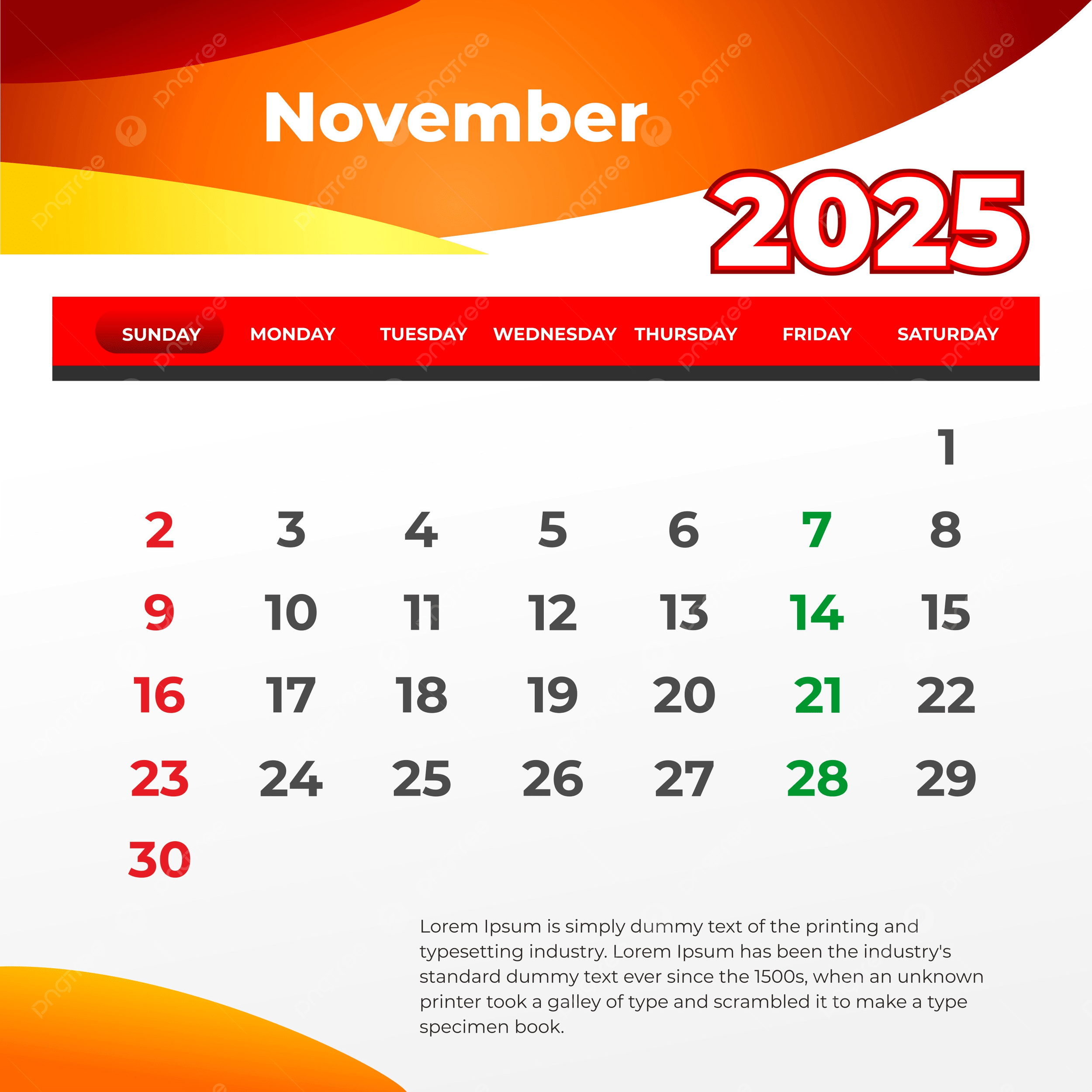 Print Blank November 2025 Calendar