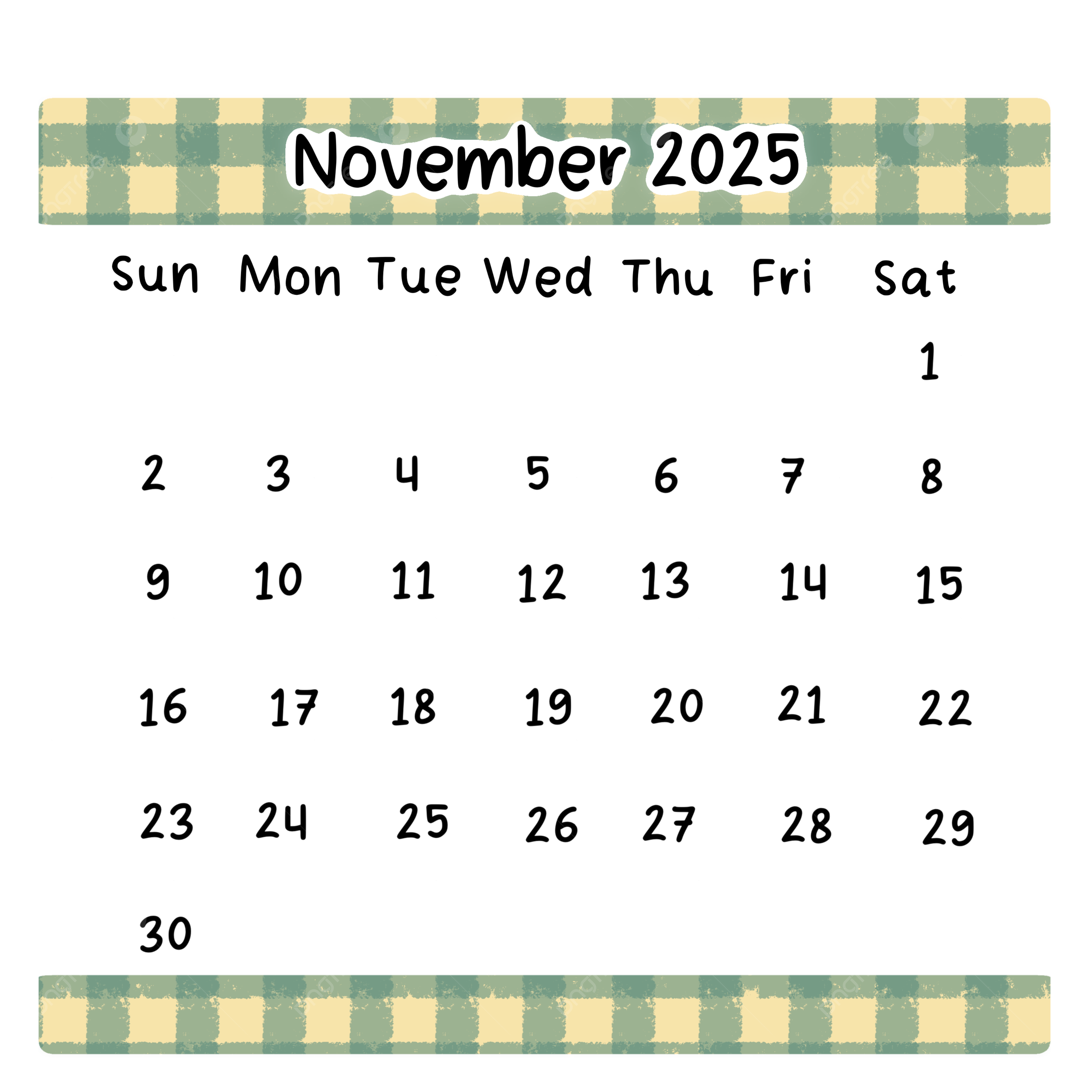 November Calendar Blank 2025