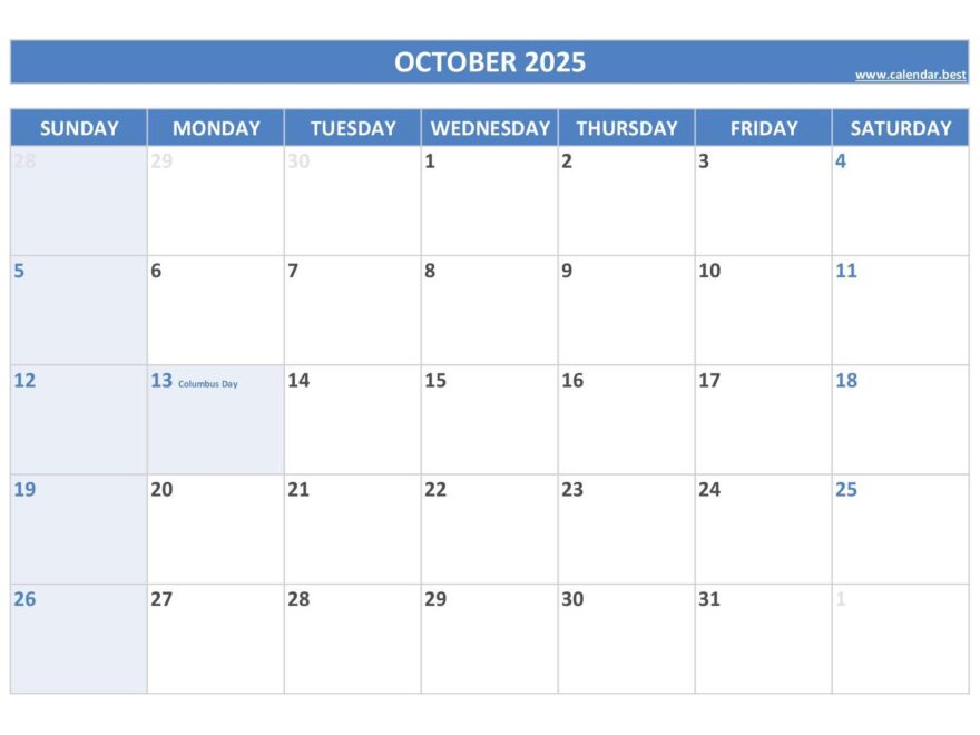 October 2025 Calendar Calendar best