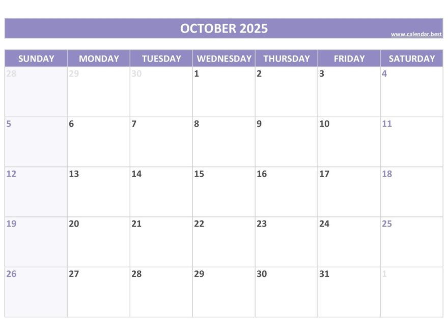 October 2025 Calendar Calendar best