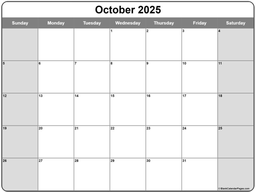 October 2025 Calendar Free Printable Calendars