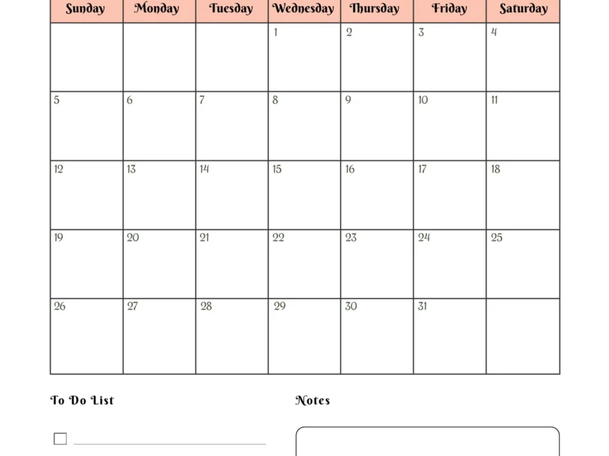October 2025 Calendars Free Printable Fillable