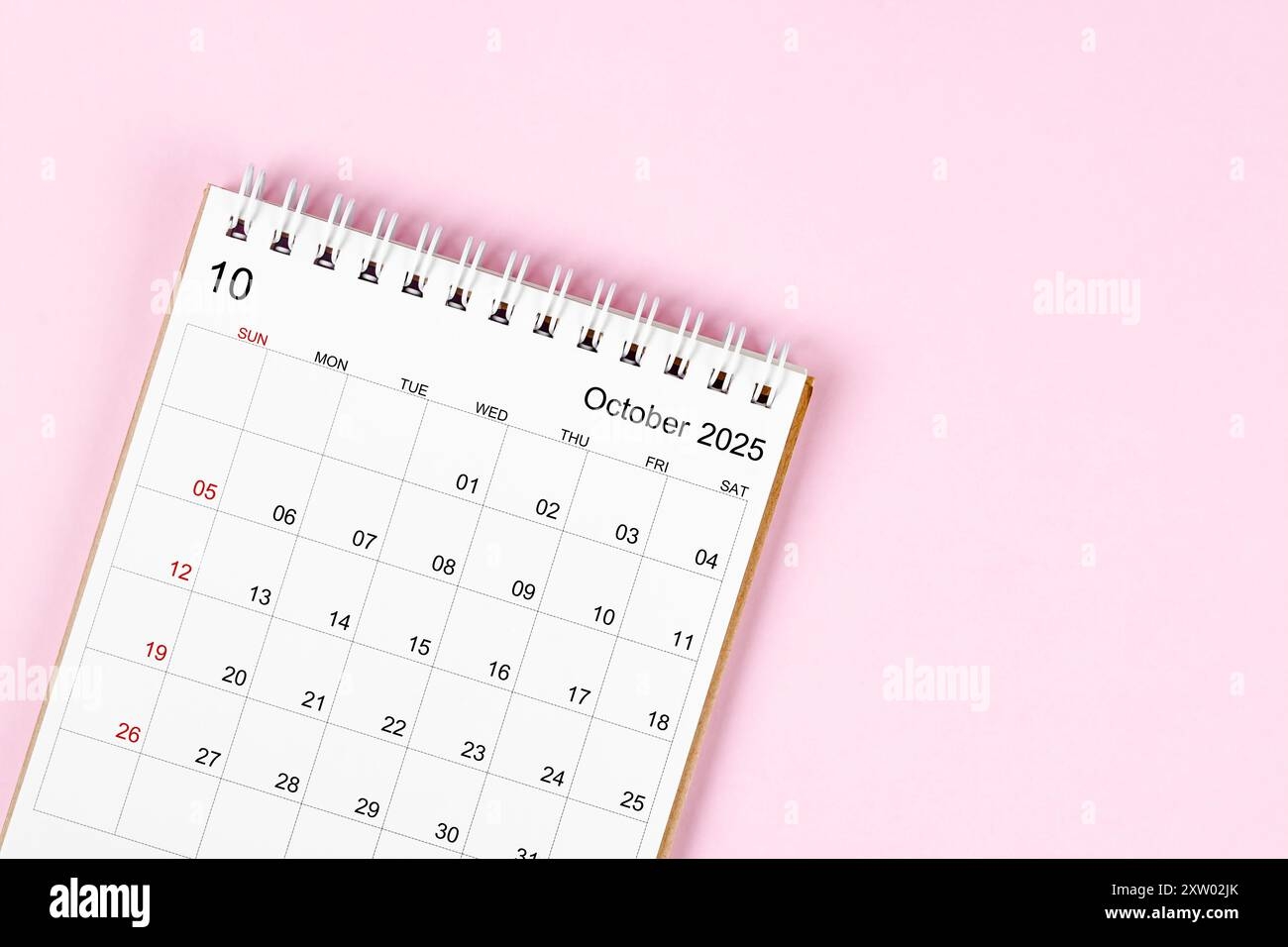October 2025 Desk Calendar On Pink Color Background Position With Empty Space Stock Photo Alamy
