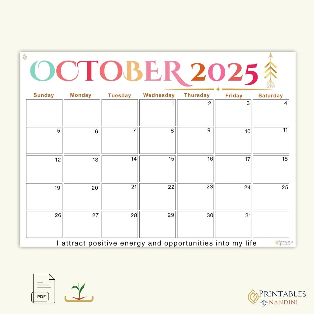 Blank Calendar Pages Printable October 2025