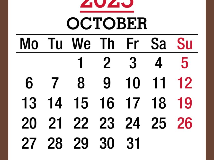October 2025 Monthly Calendar Printable Free Brown Monday Start PashaCoffee