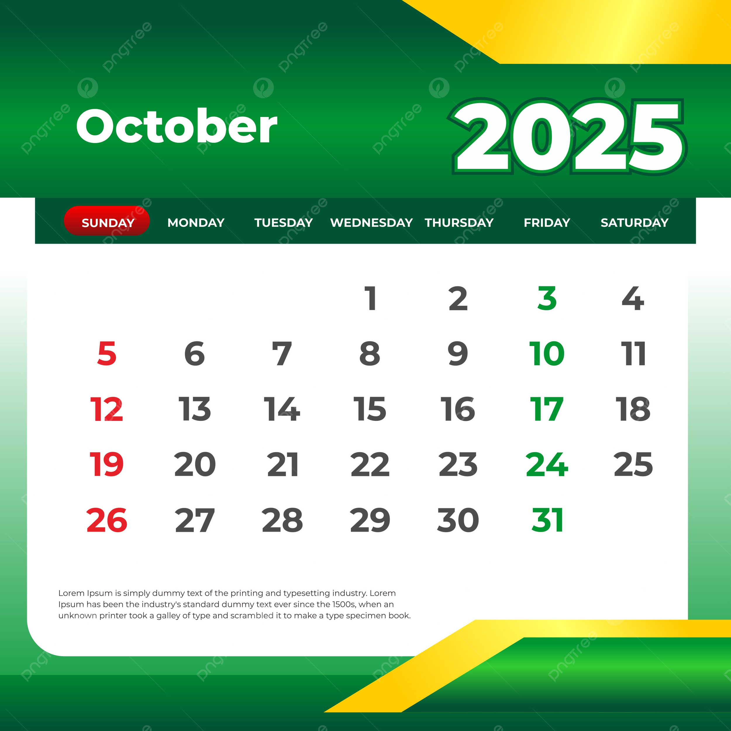 October 2025 Wall And Desk Calendar Vector Template Download On Pngtree