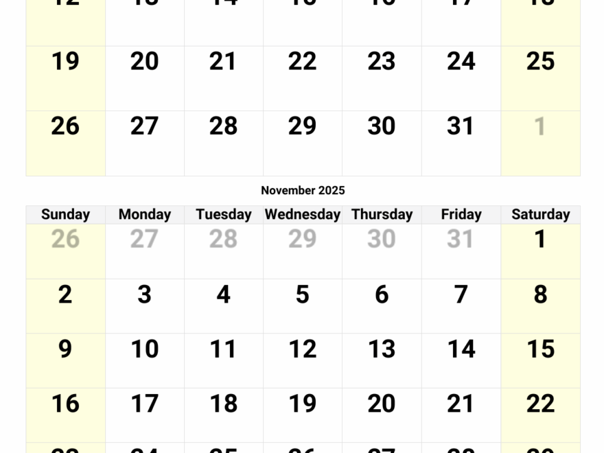 October And November 2025 Calendar Custom Calendar Maker