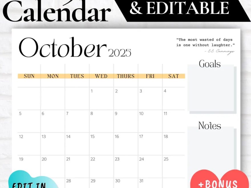 October Calendar 2025 October 2025 Printable Calendar Fall Theme Calendar Printable 2025 Month Calendar Minimal Wall Calendar Monthly Etsy