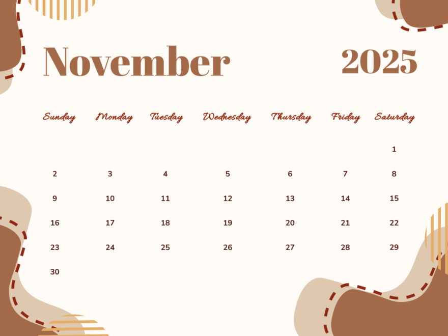 Page 2 Free November 2025 Calendar Templates Editable And Printable
