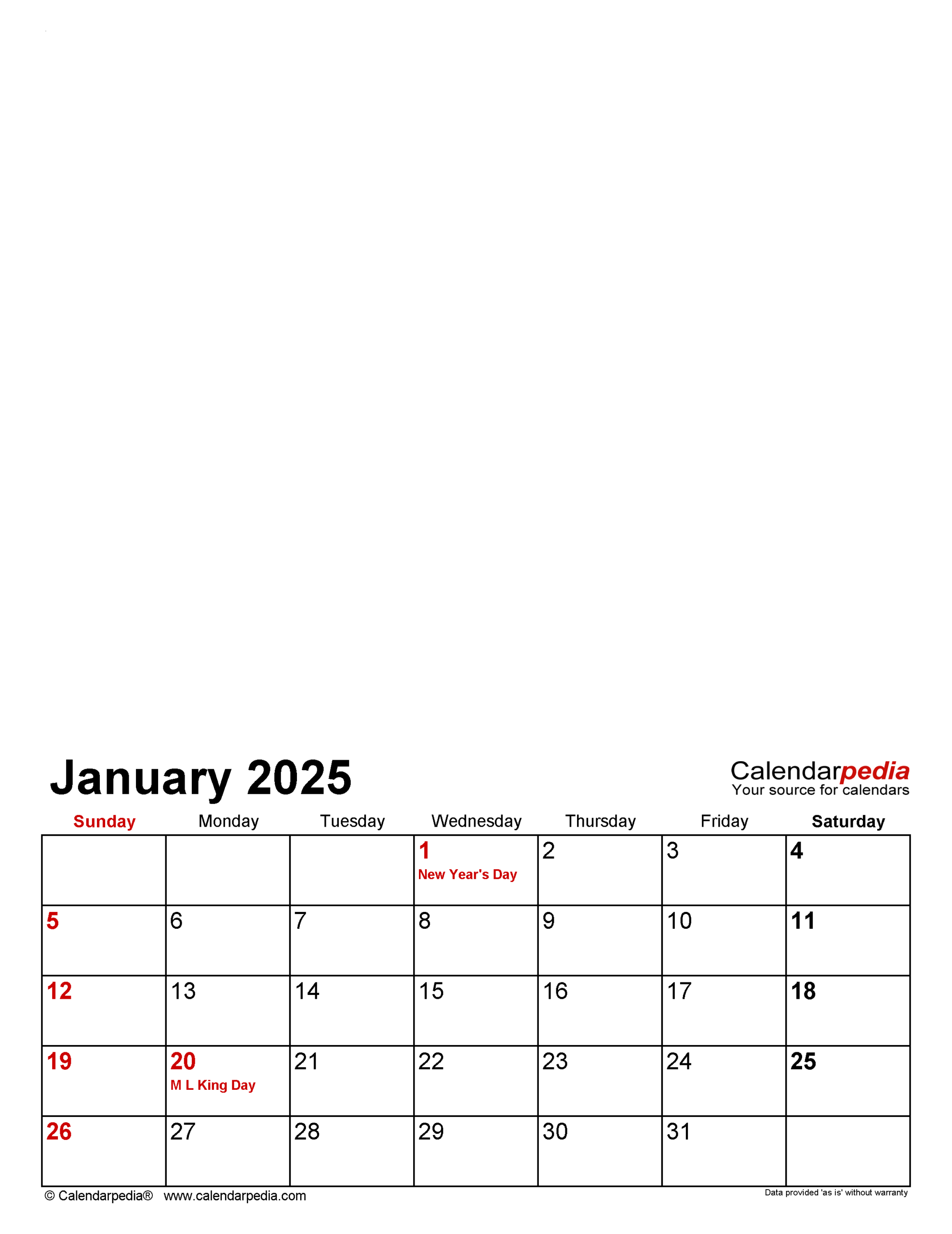 Photo Calendar 2025 Free Printable Word Templates