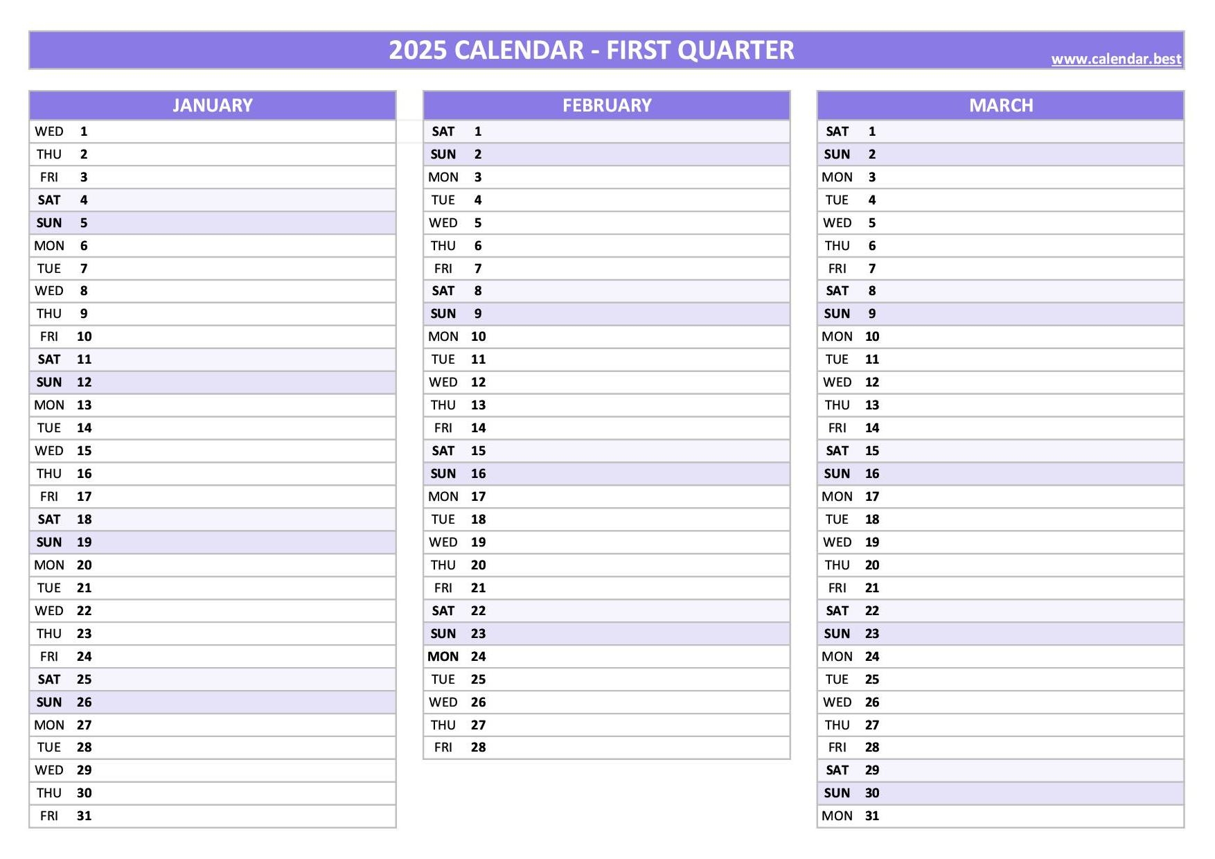Blank Calendar For 2025