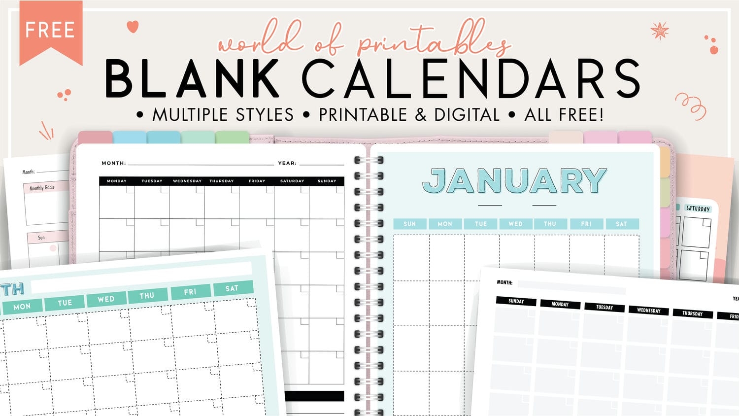 Monthly Blank Calendar 2025 Editable Blank