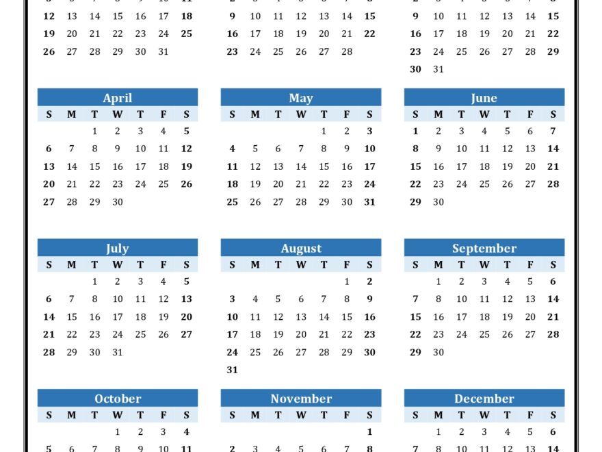 Printable Calendar 2025 One Page With Holidays Single Page 2025 Yearly Blank PDF Templates