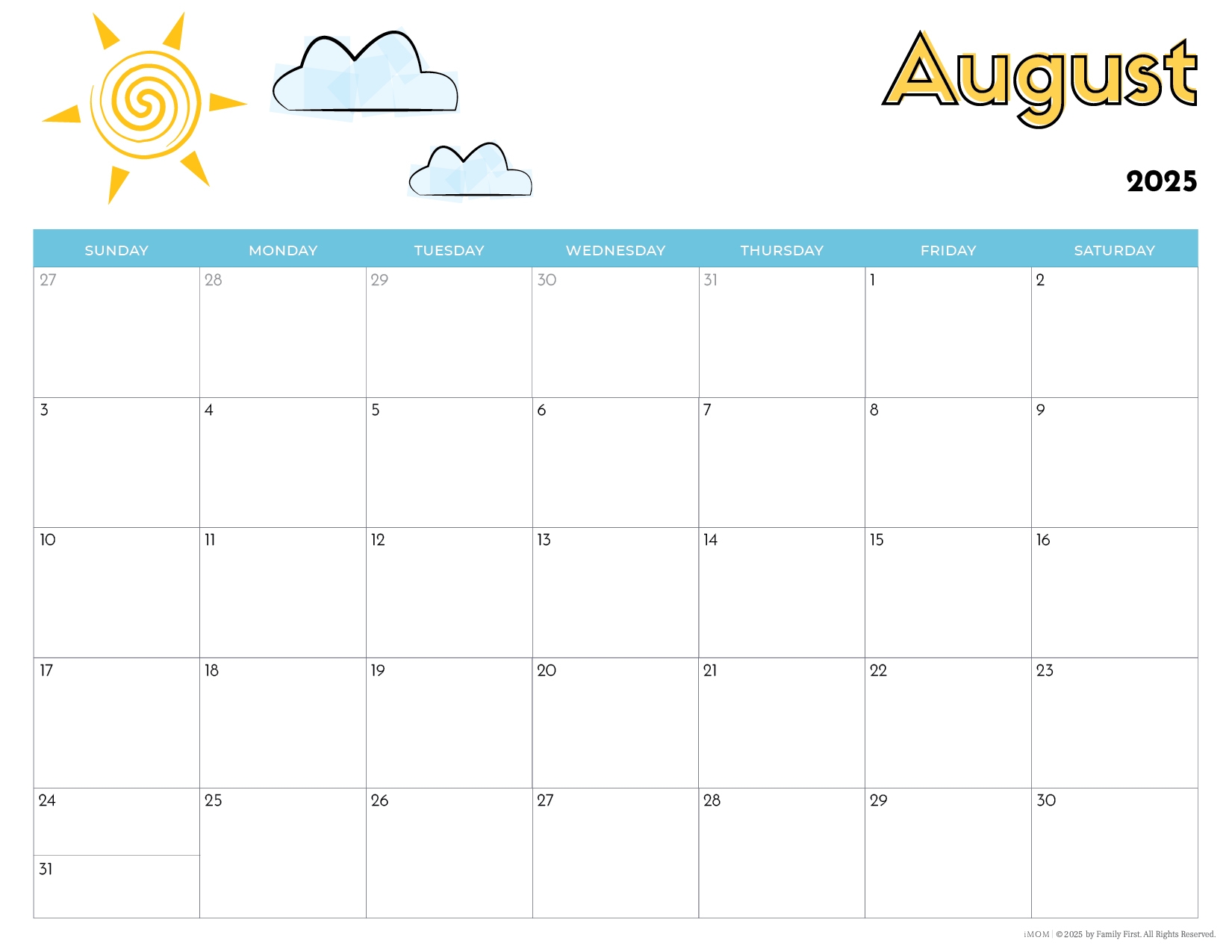 2025 Monthly Blank Calendars