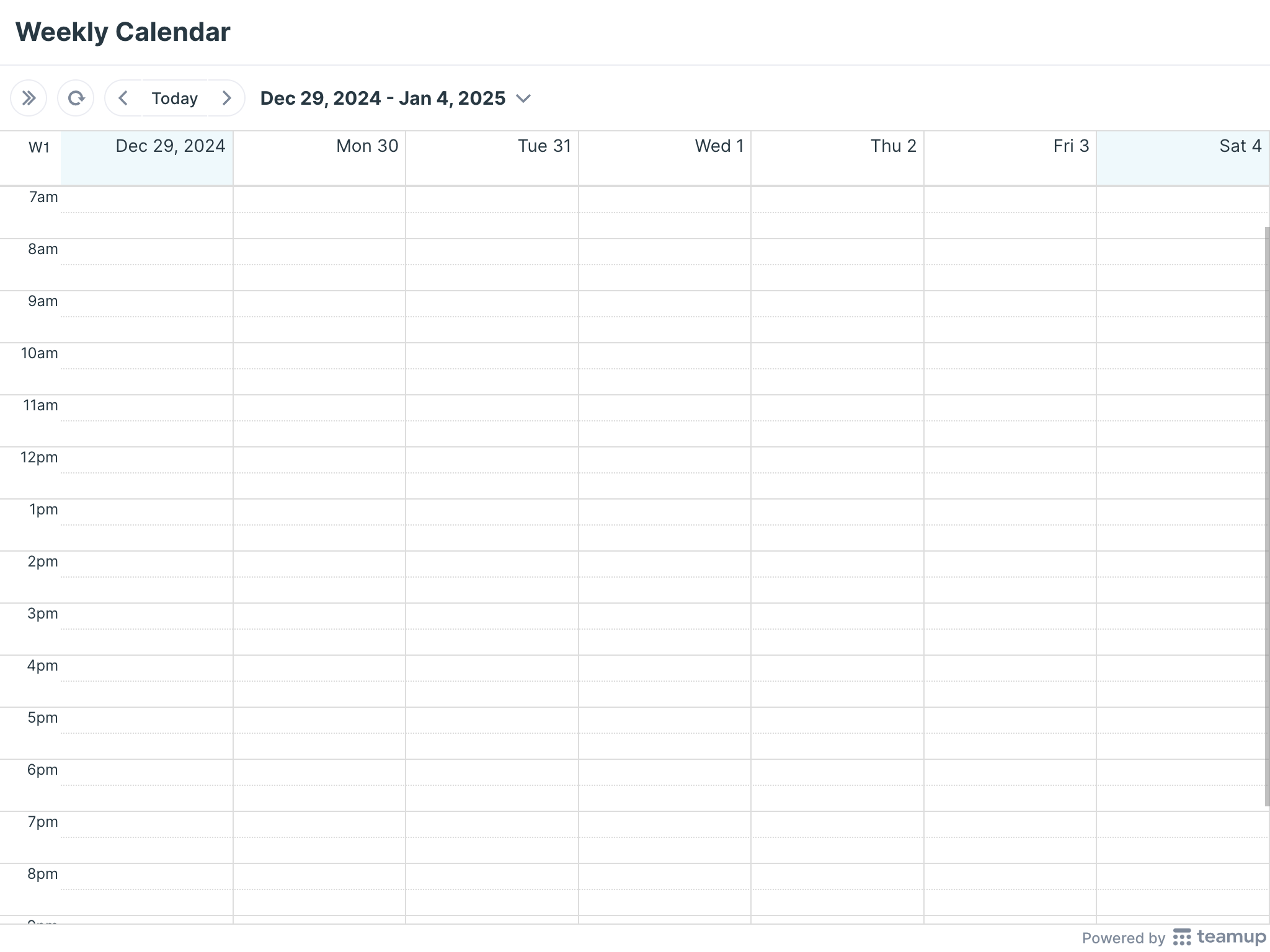 Blank Template 2025 Calendar