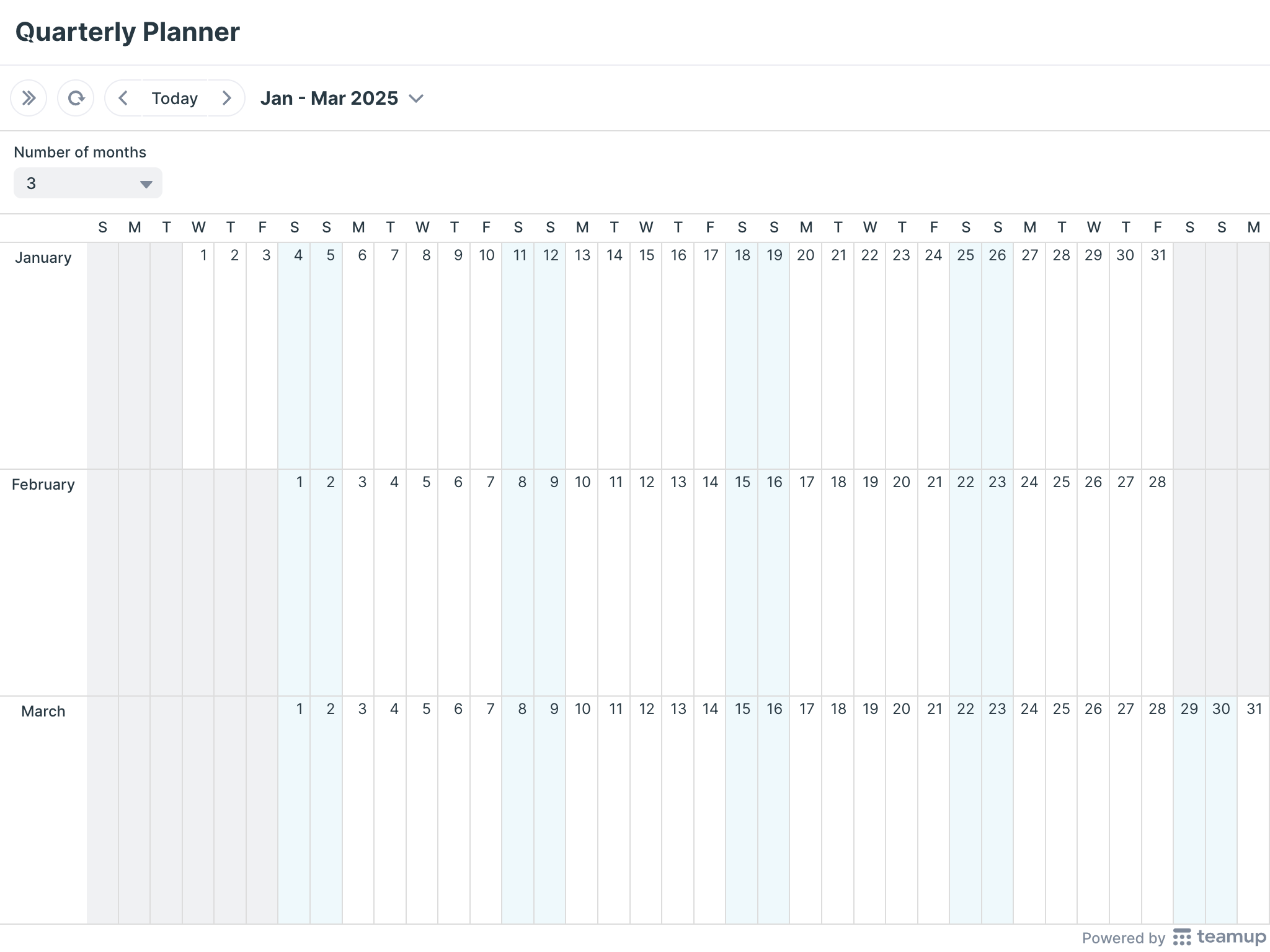 Blank Calendar 2025 Quarterly