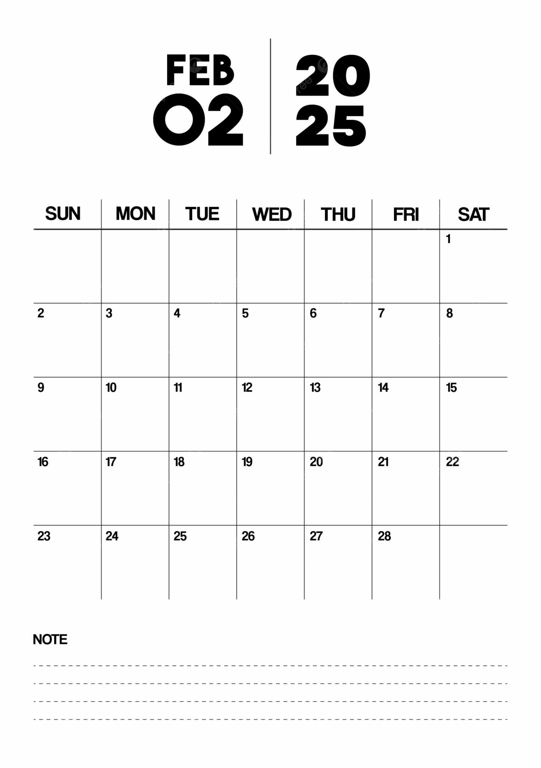 Printable Monthly Calendar Planner Template For February 2025 In Minimalist Style And Portrait Format Vector Template Download On Pngtree