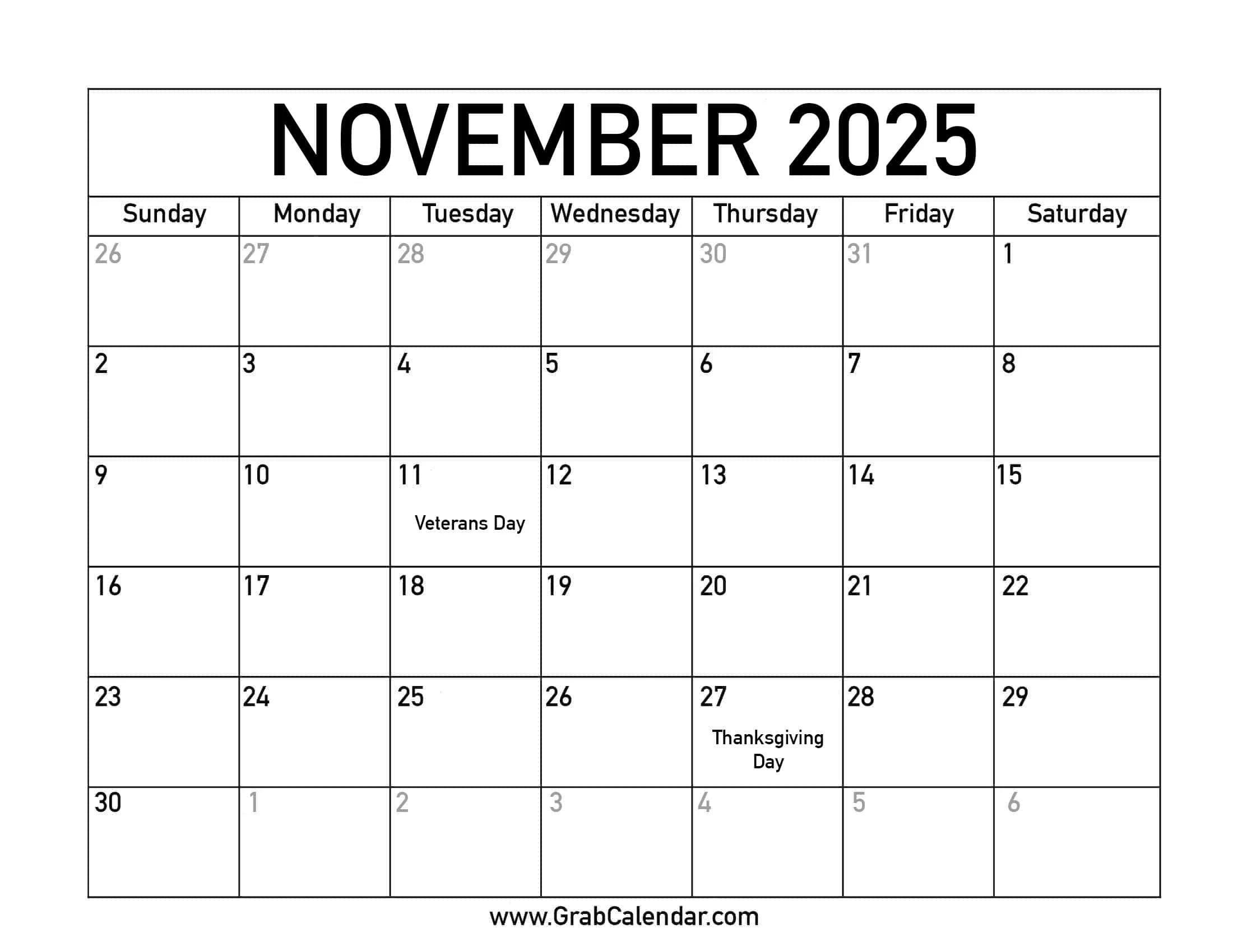 2025 Blank Calendar Mon Frid