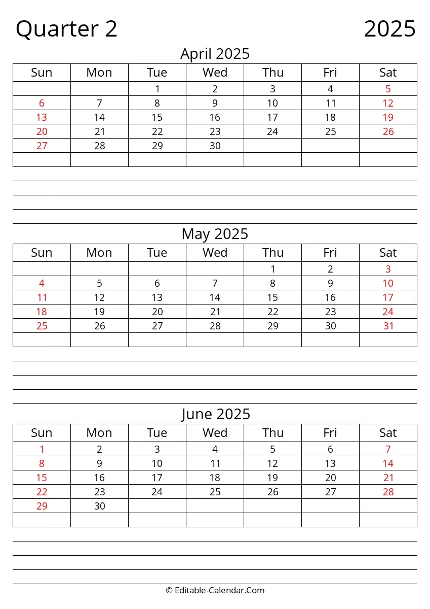 Blank Calendar 2025 Word