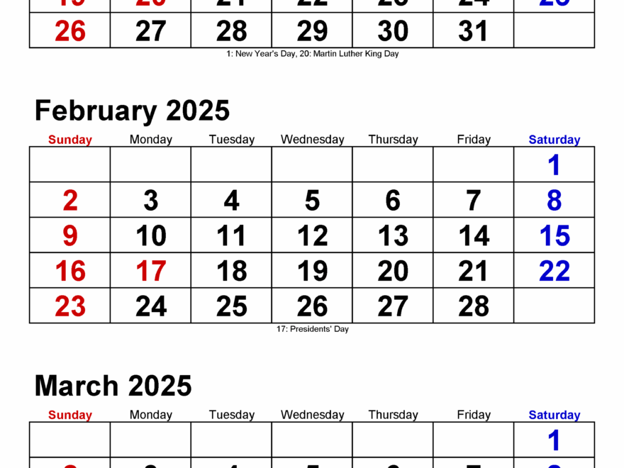 Quarterly Calendars 2025 Free Printable PDF Templates