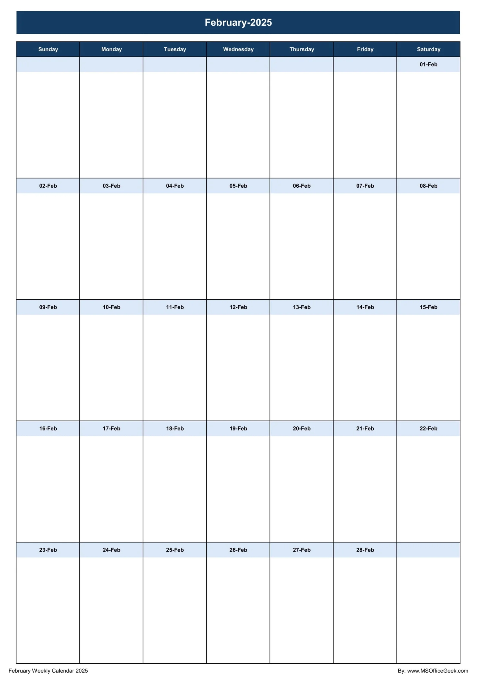 Ready To Use Printable Weekly Calendar 2025 MSOfficeGeek