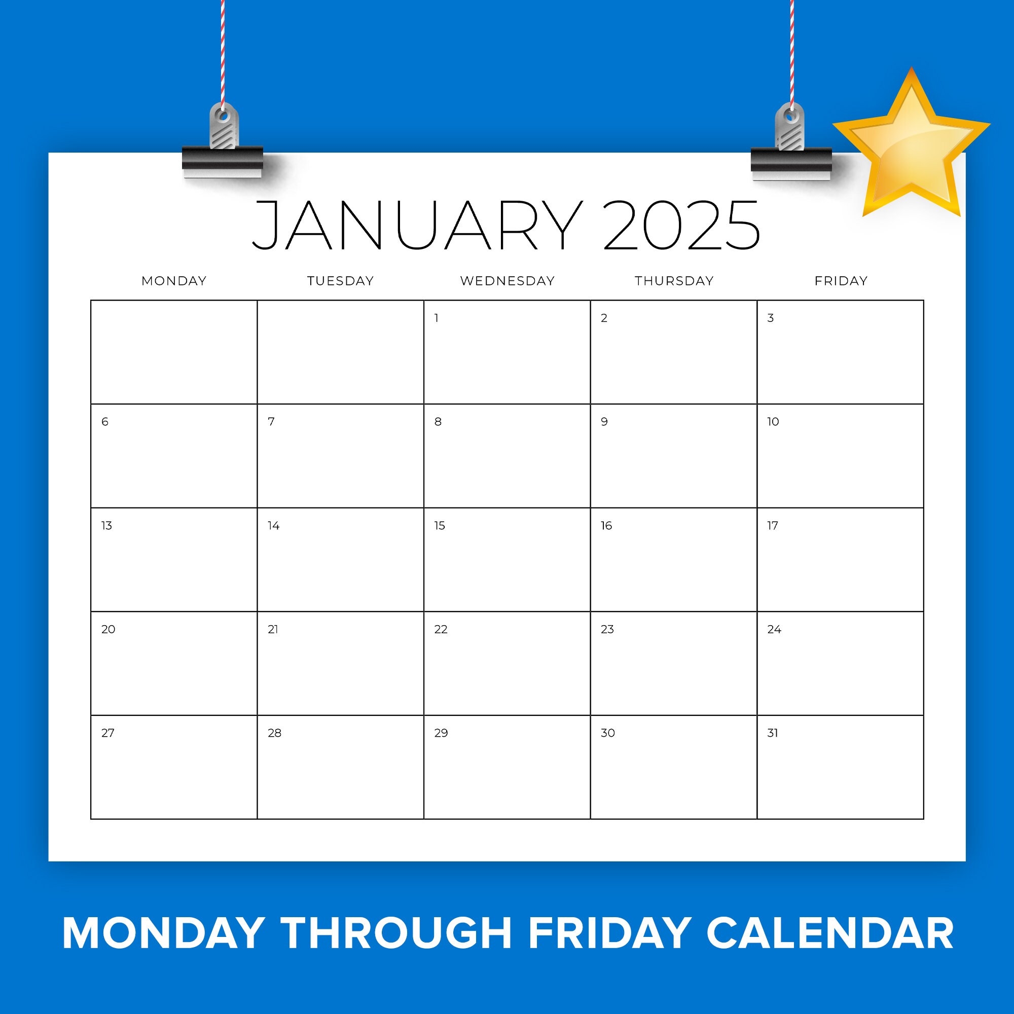 SALE 2025 8 5 X 11 Inch Monday To Friday Calendar Template INSTANT DOWNLOAD Modern Thin Sans Serif Monthly Printable Calender Etsy Australia