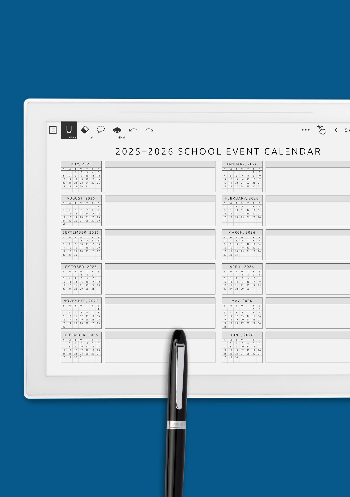 School Event Calendar Template Organized PDF Schedule