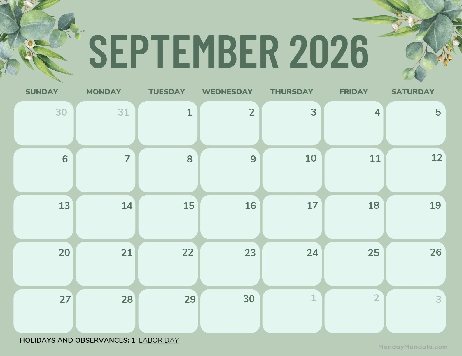 September 2025 Calendar 52 Free PDF Printables 
