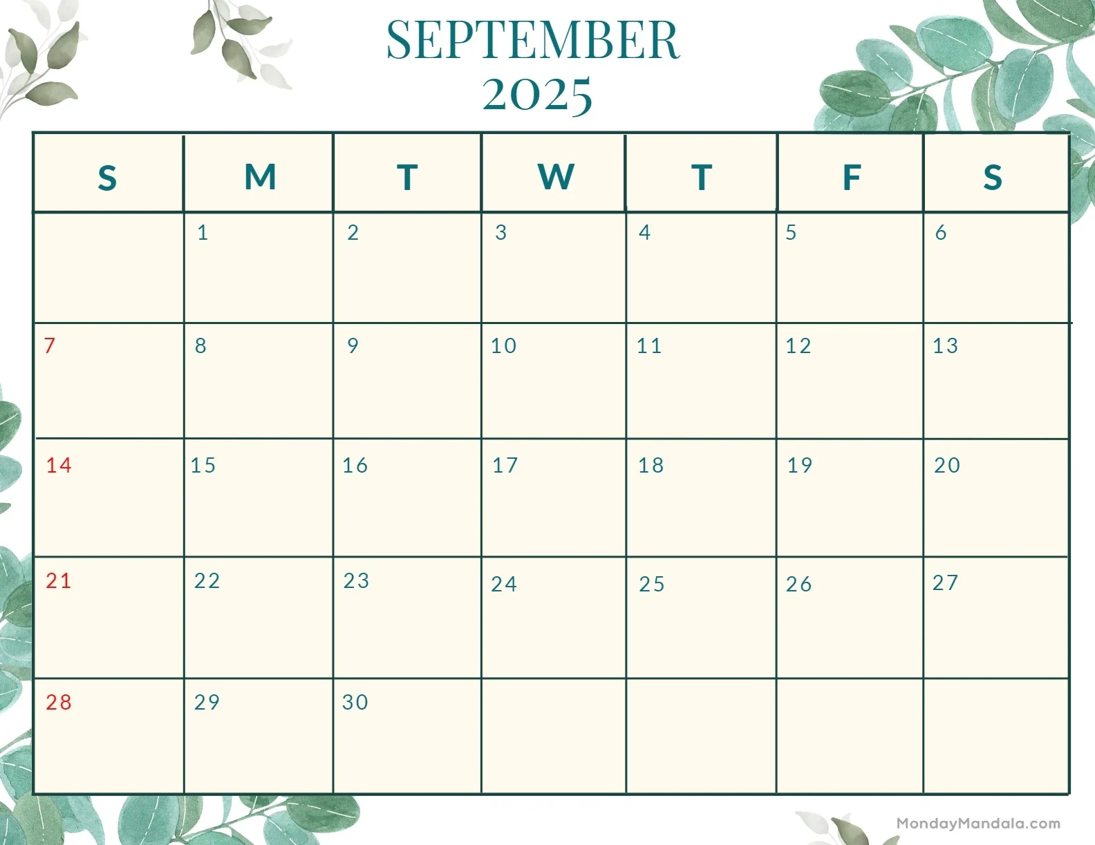 September 2025 Calendar 52 Free PDF Printables 