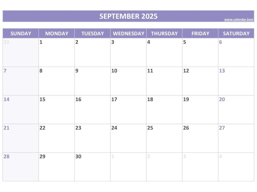 September 2025 Calendar Calendar best