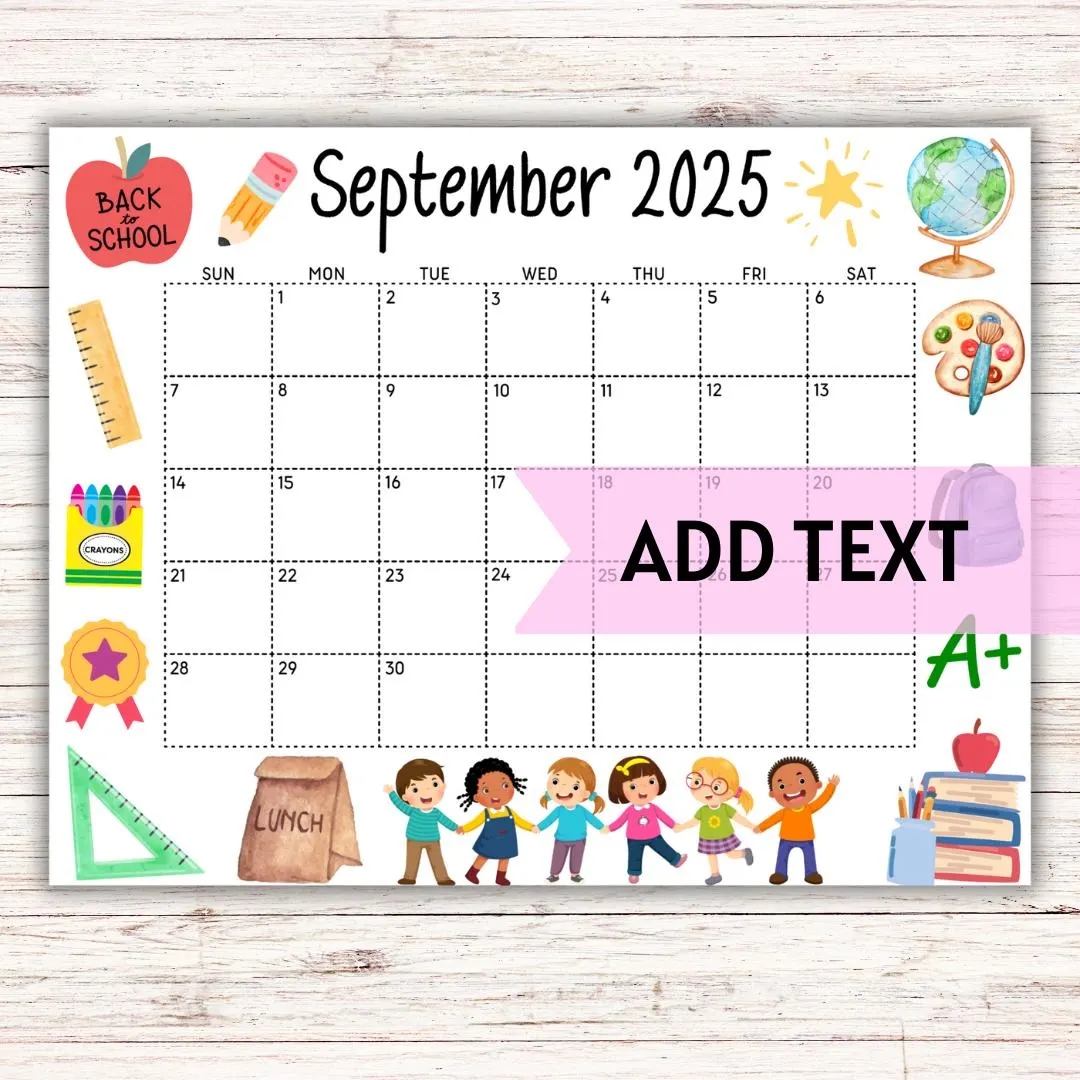 September 2025 Calendar Etsy