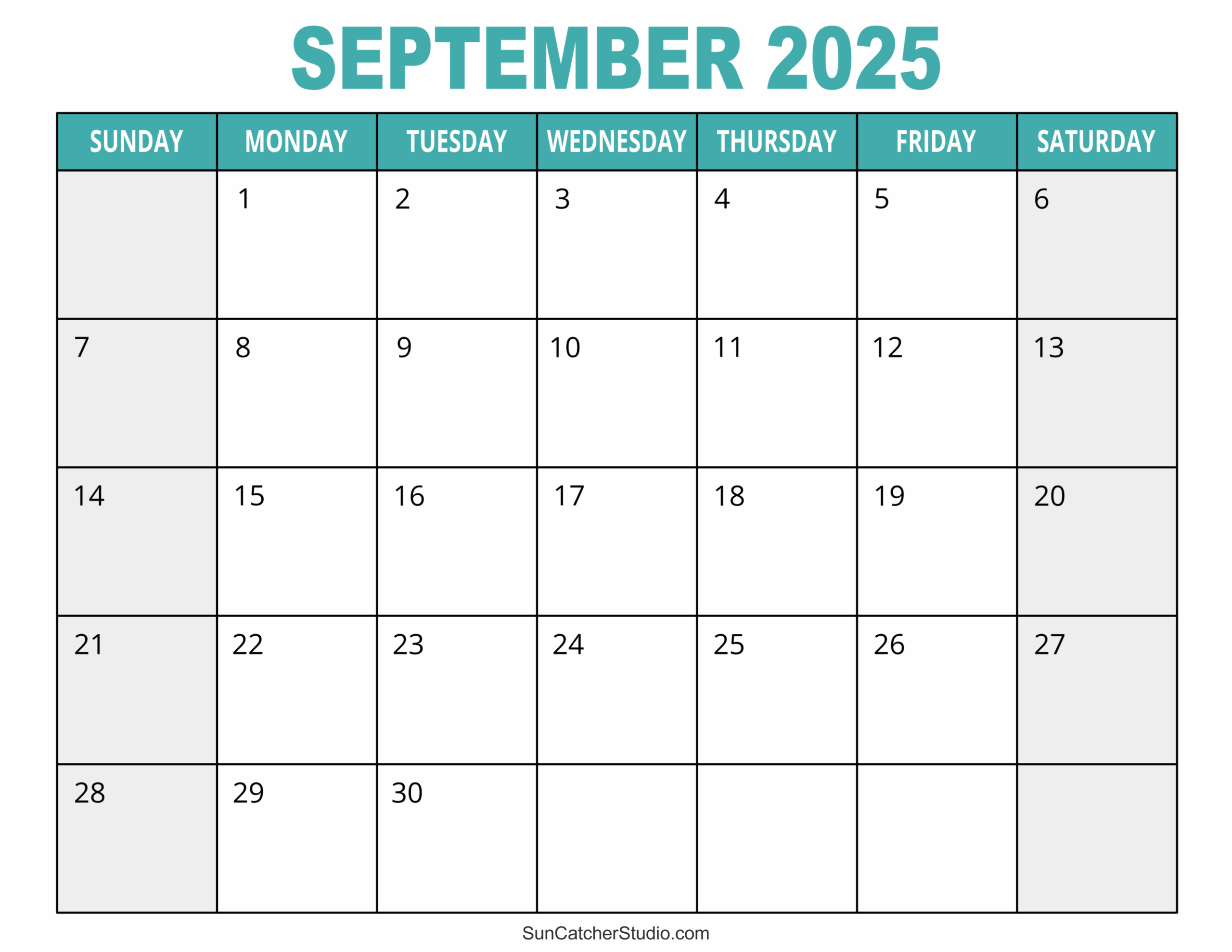Blank Calendar 2025 September October