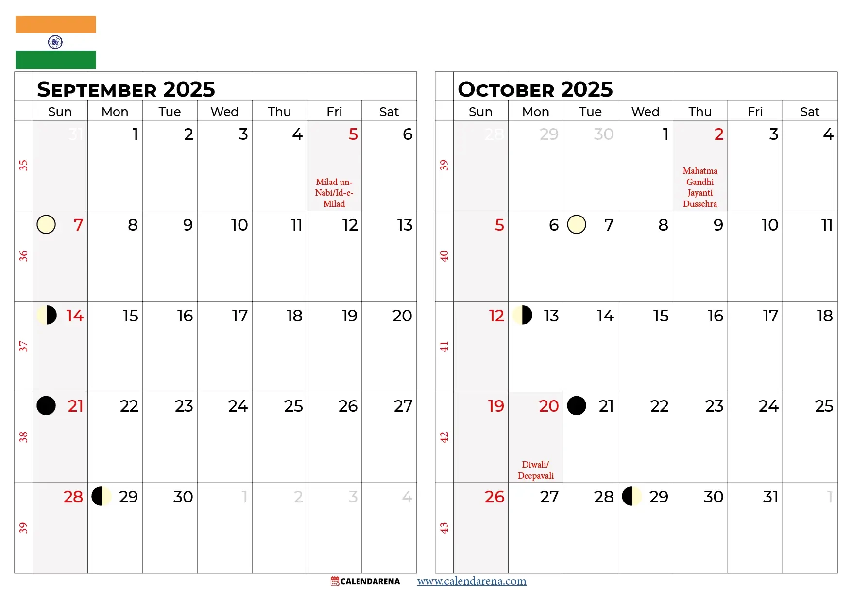 September 2025 Calendar India