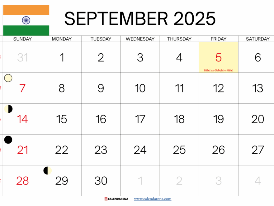 September 2025 Calendar India