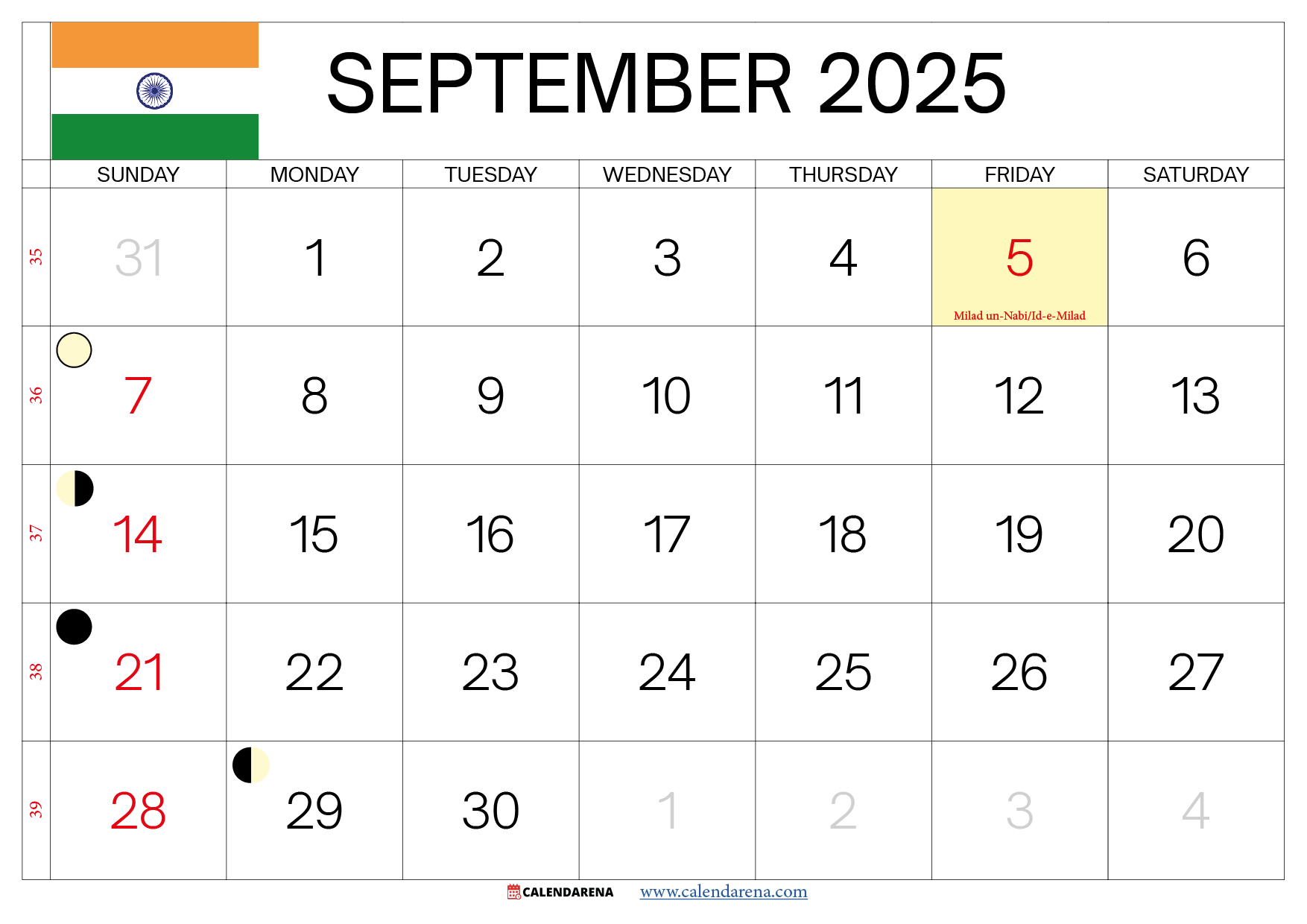 Blank Calendar For September 2025