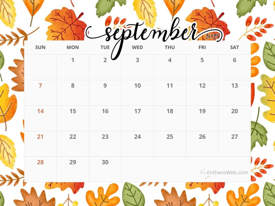 September 2025 Calendar Printables EntheosWeb
