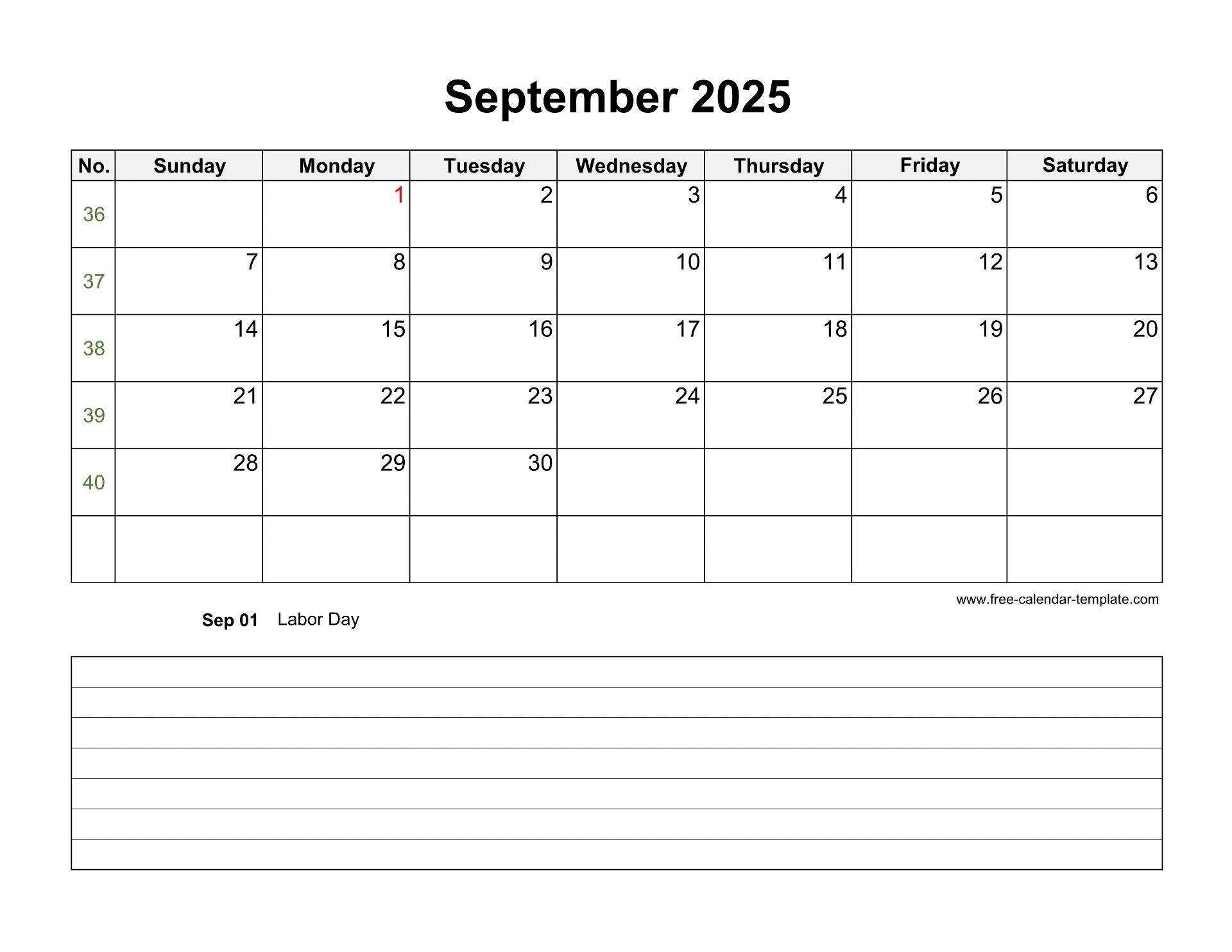 September 2025 Free Calendar Tempplate Free calendar template