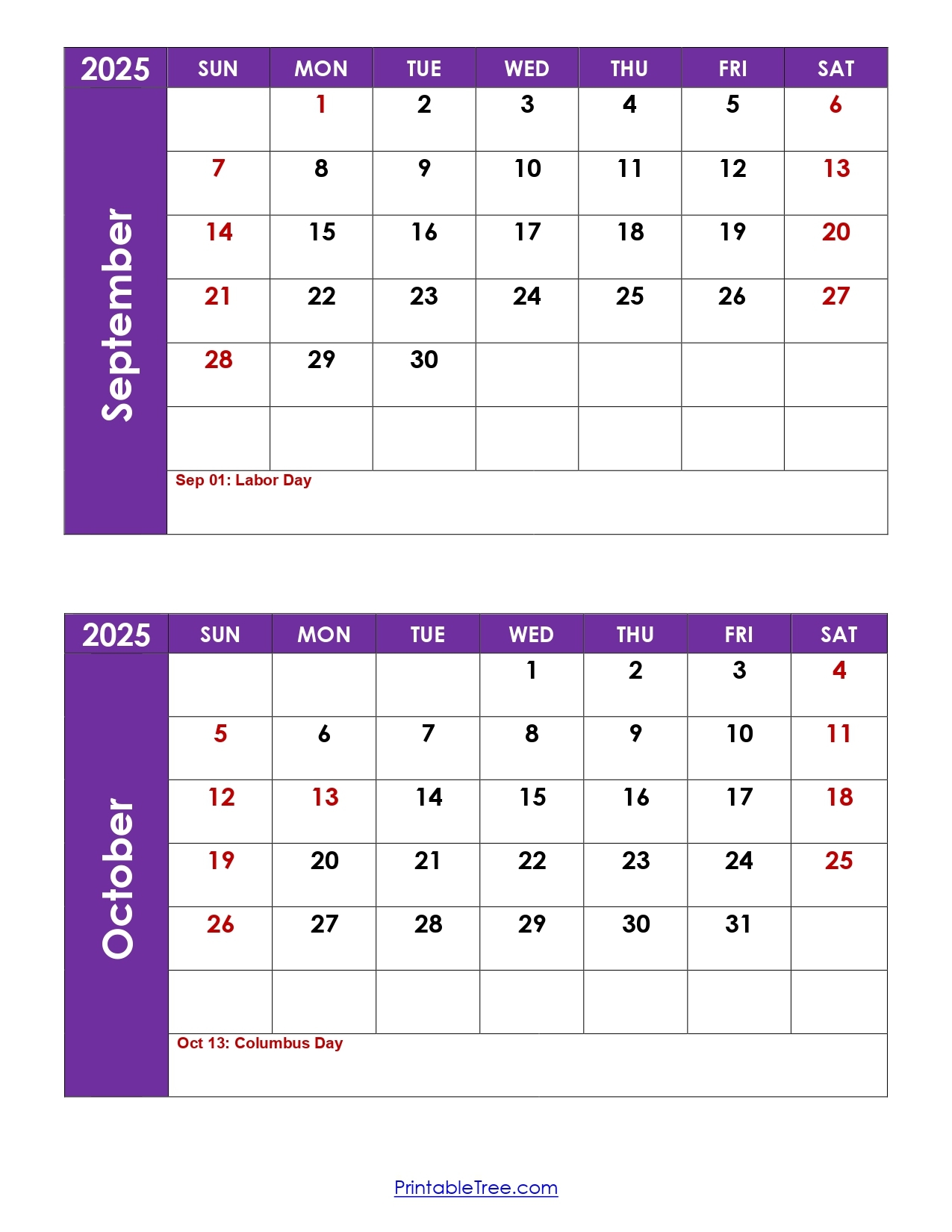 October 2025 Blank Calendar