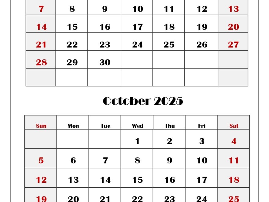 September And October 2025 Calendar Printable PDF Two Months Calendar