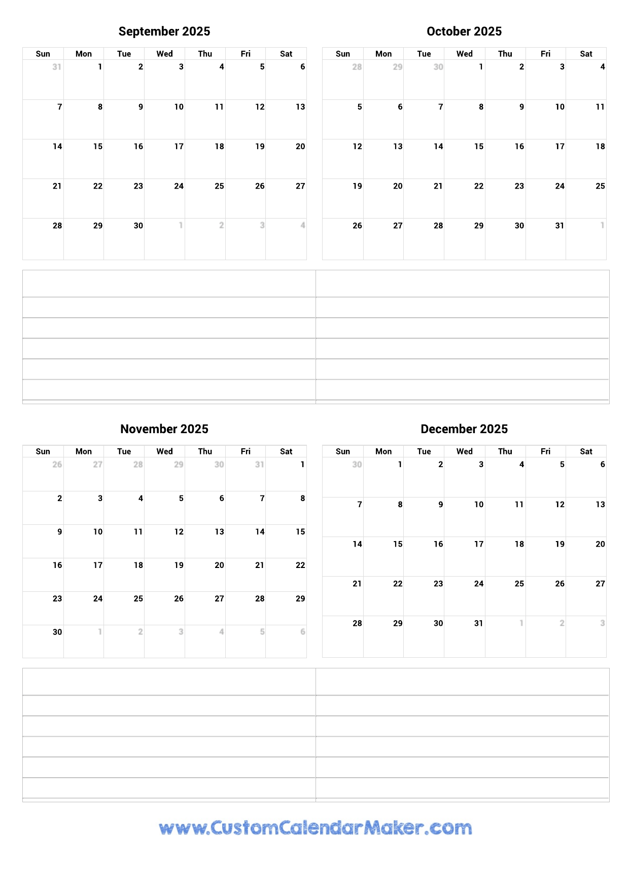 Print A Blank December 2025 Calendar