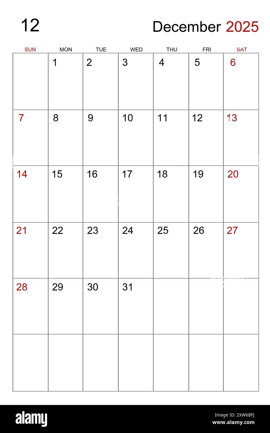 Blank December 2025 Calendar