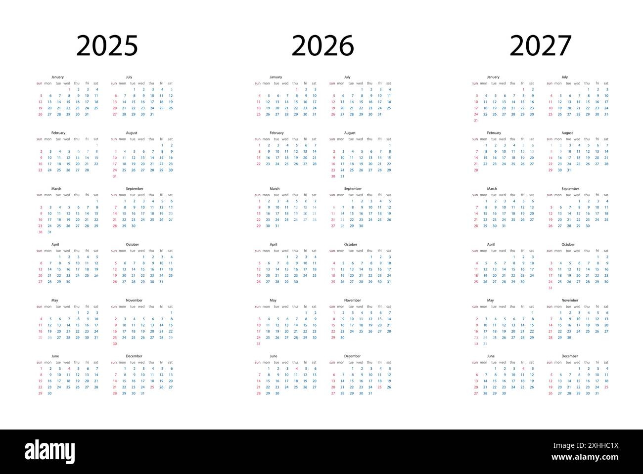 Simple 2027 Year Calendar Week Hi res Stock Photography And Images Alamy