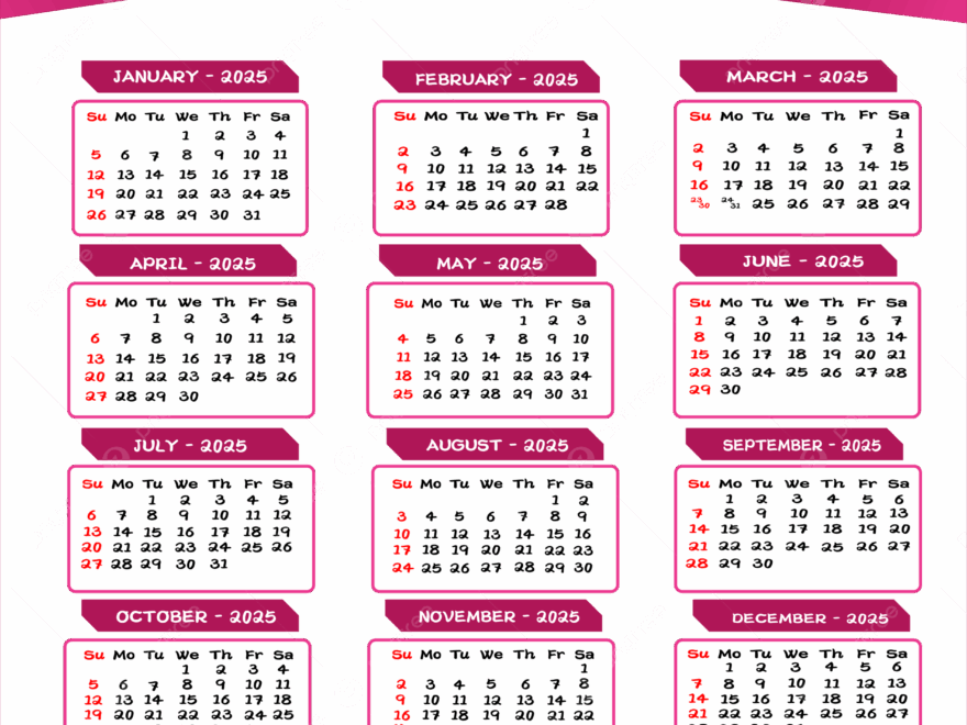 Transparent Design Templates Calendar 2025 Year Download Vector Template Download On Pngtree