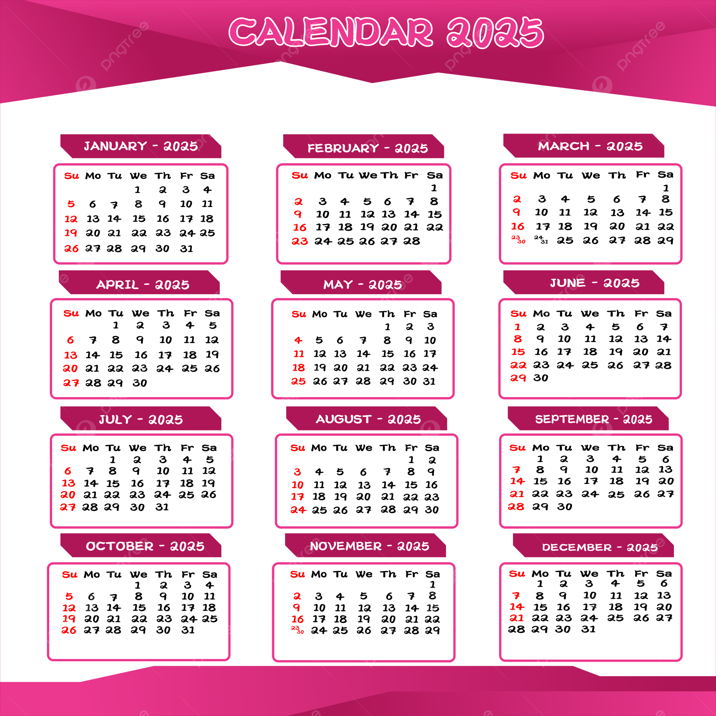 Transparent Design Templates Calendar 2025 Year Download Vector Template Download On Pngtree