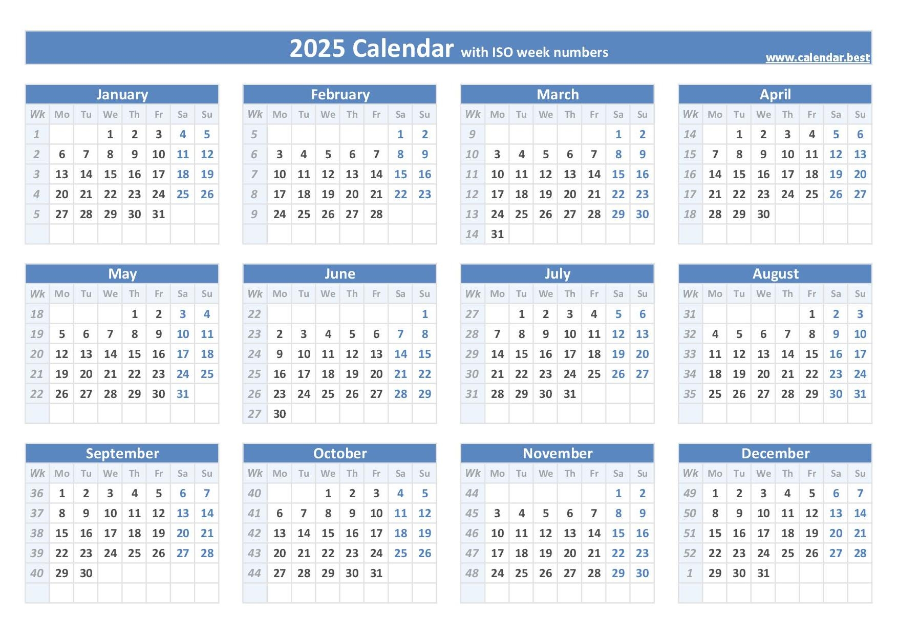 Week Numbers For 2025 List And Calendar Calendar best