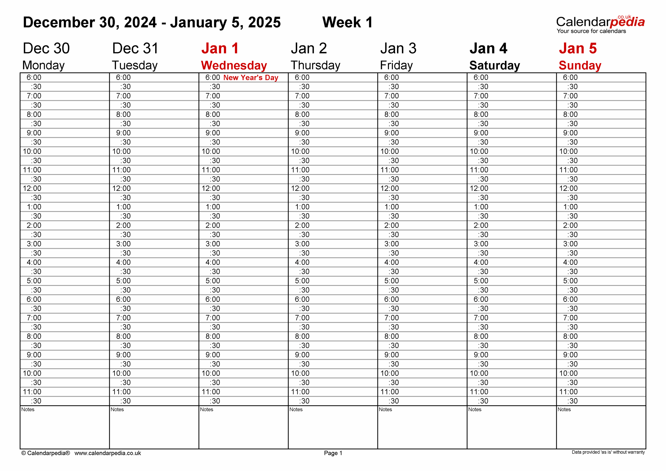 Weekly Calendar 2025 UK Free Printable Templates For Word