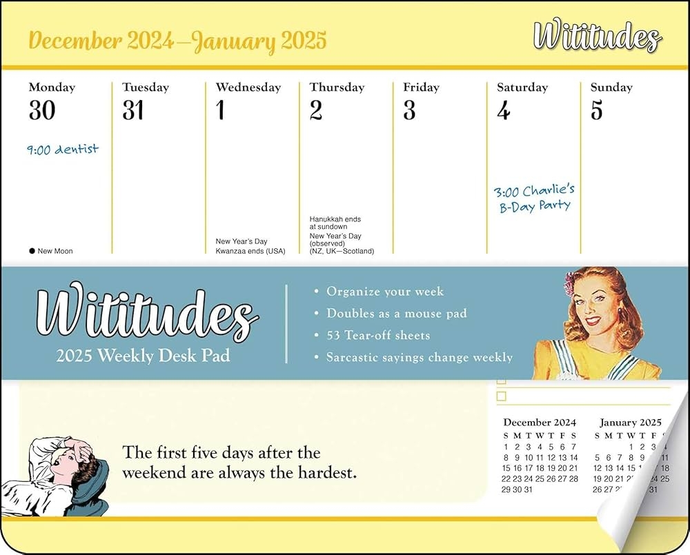 Wititudes 2025 Weekly Desk Pad Calendar The First Five Days After The Weekend Are Always The Hardest Wititudes 9781524889982 Amazon Books