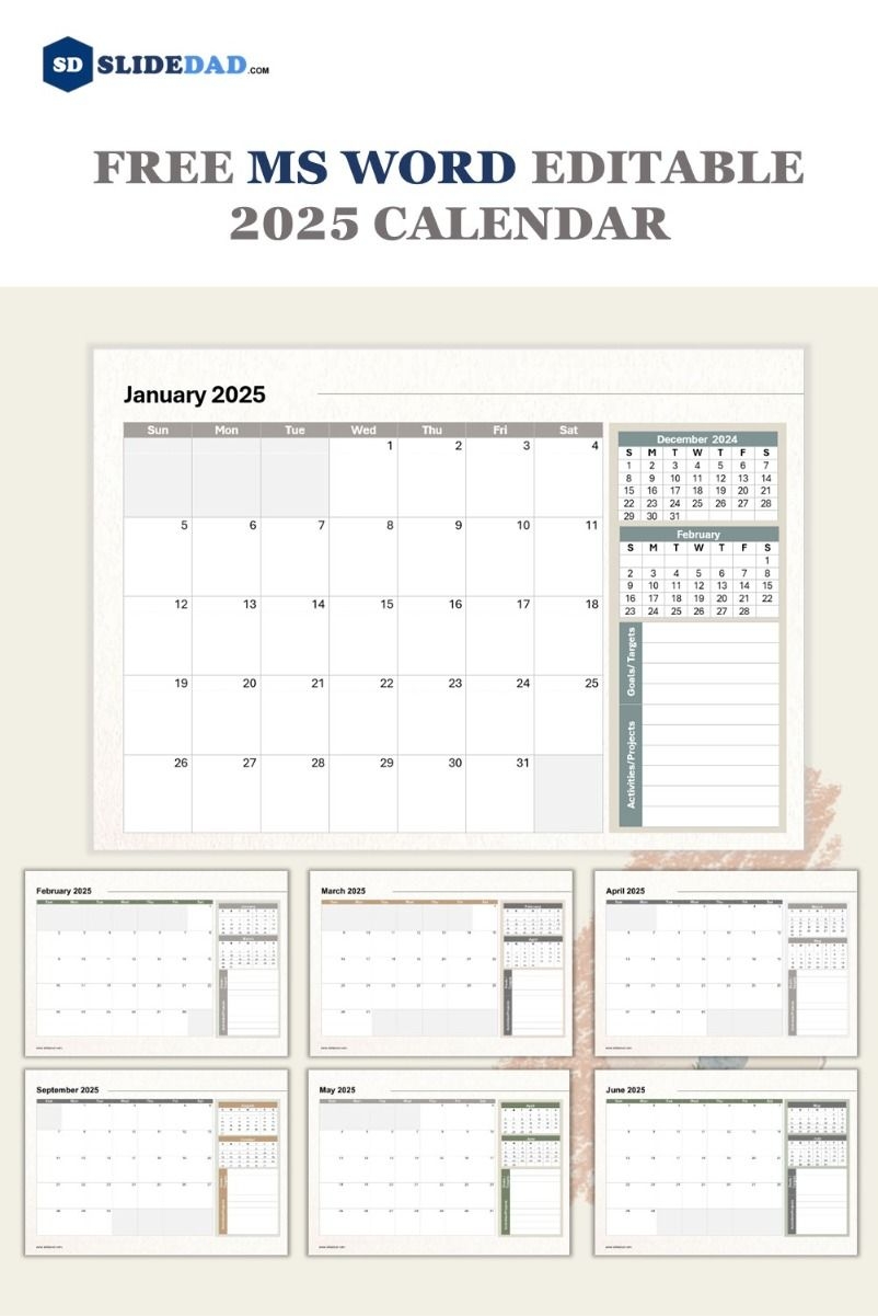 Word Editable Monthly 2025 Calendar With Holidays And Observances